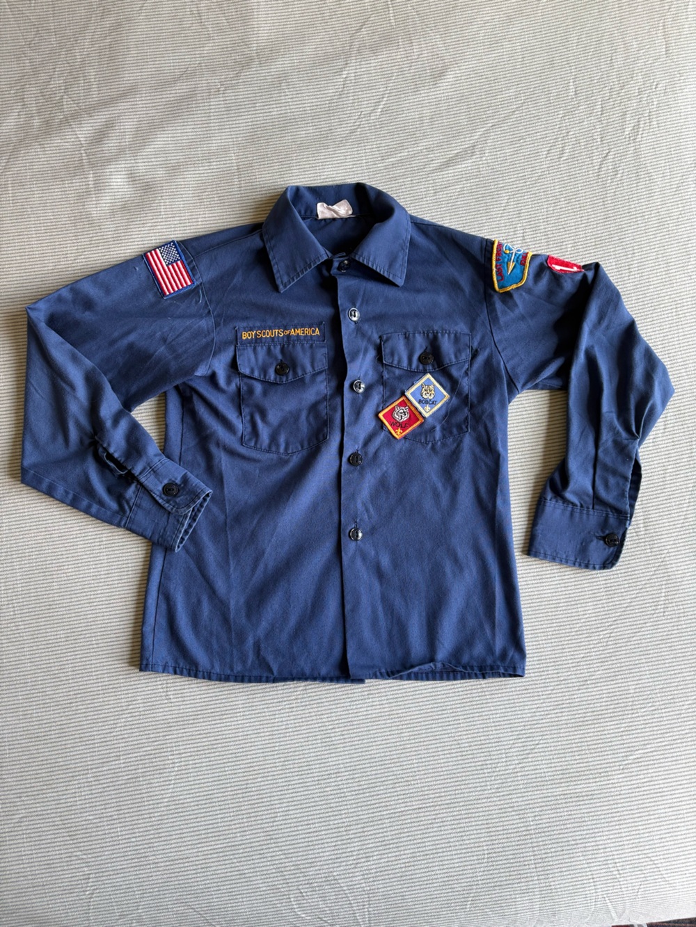 Boy Scouts of America Cub Shirt Youth M Navy Long Sleeve BSA Patches Oklahoma